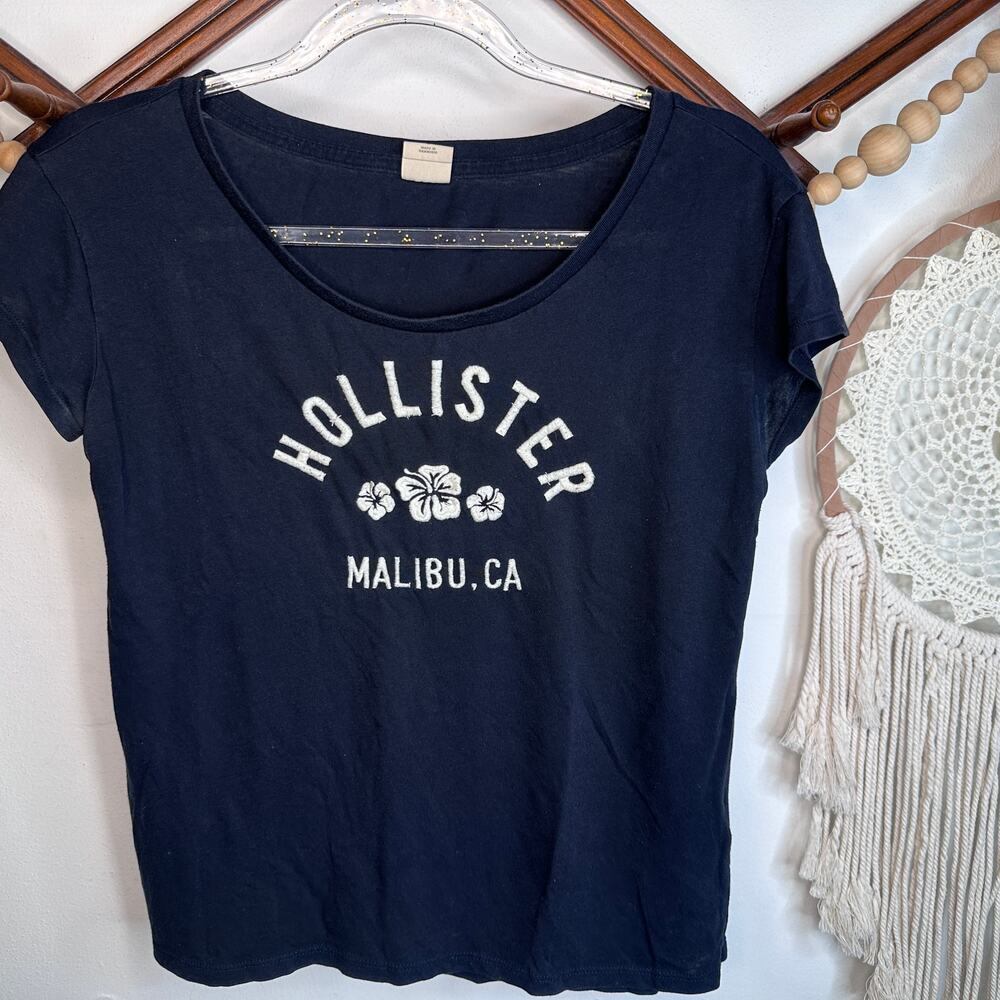 Hollister Navy Malibu Embroidered T